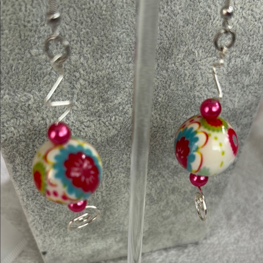 Colorful Floral Beaded Earrings